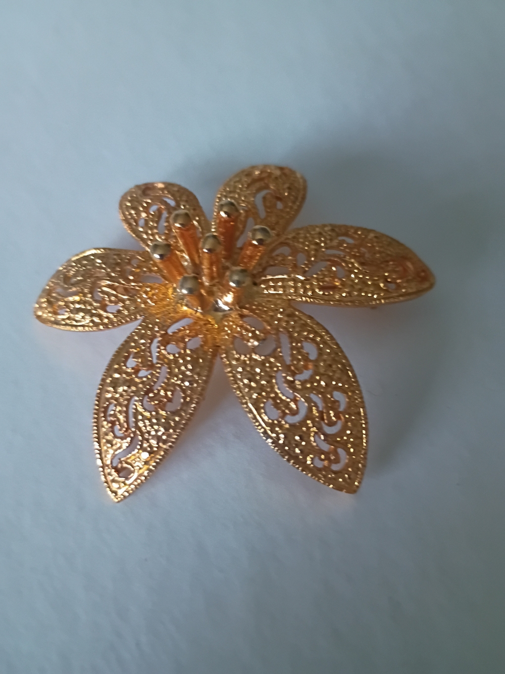Gold Floral Filigree Statement Brooch - Women's Jewelry
